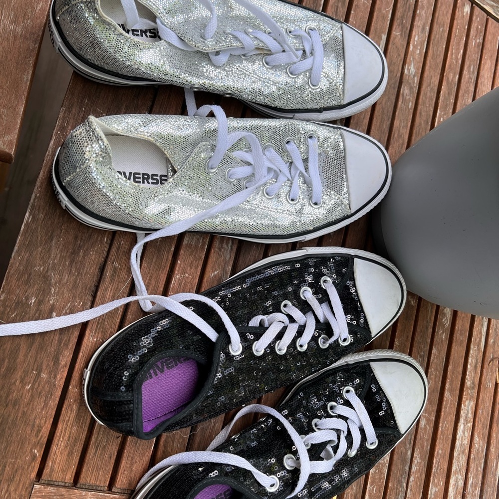 Lot - 2 pairs Sequin converse women’s 10- worn 3 times each